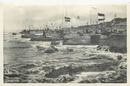 Ansichtskarte Langeoog Springflut versandt 1930