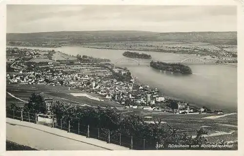 Ansichtskarte Rüdesheim vom Nationaldenkmal versandt 1941