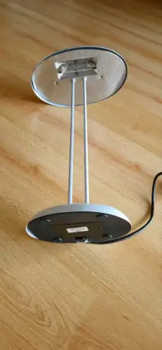 Vintage - ovale Tischlampe, Metall, weiß, Hallogenleuchtmittel