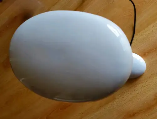 Vintage - ovale Tischlampe, Metall, weiß, Hallogenleuchtmittel