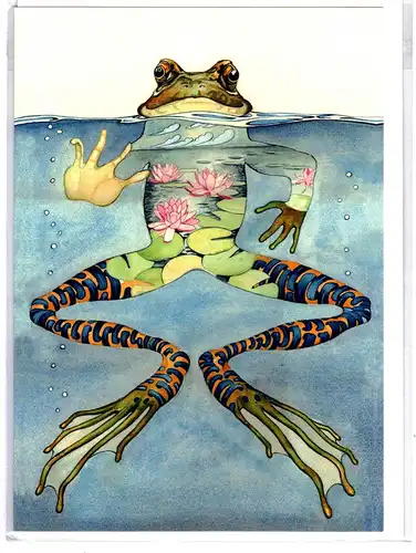 Grußkarte (doppelt) / Künstlerkarte Zeichnung von DANIEL MACKIE - DM Collection - FROG. - Frosch