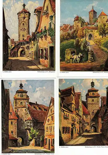 [Ansichtskarte] 6 x Künstlerkarte ROTHENBURG ob der Tauber. Stadtansichten alte Gemälde. 