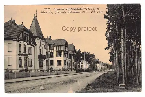 [Ansichtskarte] Ostseebad Brunshaupten i.M.    Bülow-Weg (Borussia, Dünenhaus etc.) - F R. Phot. 