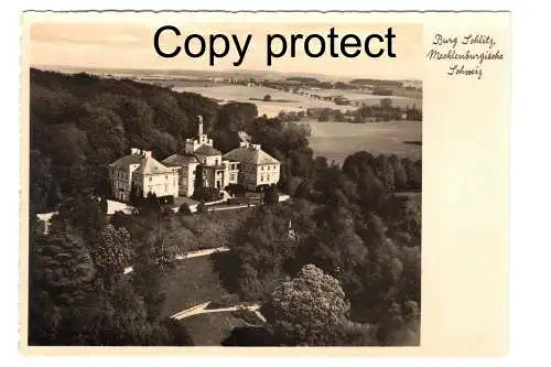 [Echtfotokarte schwarz/weiß] Burg Schlitz, Mecklenburgische Schweiz 1935. 