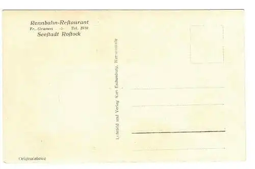 [Echtfotokarte schwarz/weiß] Rennbahn der  Seestadt Rostock. 