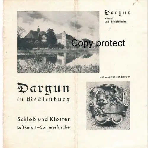 Städtisches Verkehrsamt Dargun 1936: Dargun in Mecklenburg     Schloß und Kloster     Luftkurort-Sommerfrische. 