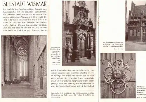 Landesfremdenverkehrsverband Mecklenburg: Seestadt Wismar 1934 - Die Stadt der Backsteingotik an der Ostsee. 