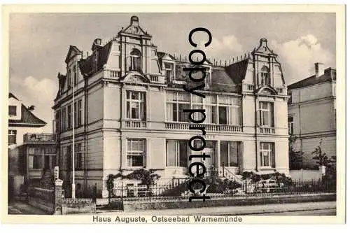 [Echtfotokarte schwarz/weiß] Haus Auguste , Ostseebad Warnemünde 1938 /  Seestraße 14. 