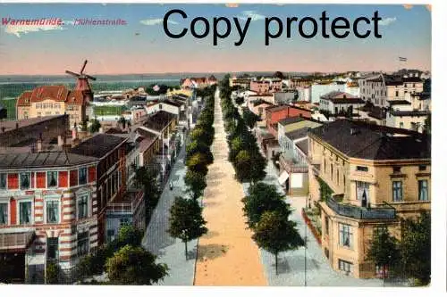 [Ansichtskarte] Mühlenstraße  Warnemünde  1915   / Marine-Feldpost. 