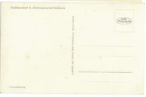 [Echtfotokarte schwarz/weiß] Stubbendorf bei Dettmannsdorf-Kölzow 1934     Originalabzug. 
