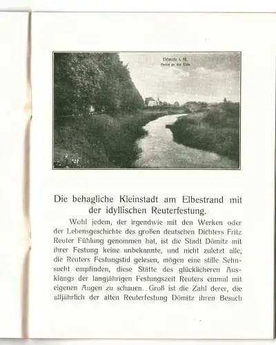 Verkehrsverein Dömitz 1930: Dömitz an der Elbe - die behagliche mecklenburgische Kleinstadt mit der historischen Elbfestung (Fritz Reuters Festungstid). 