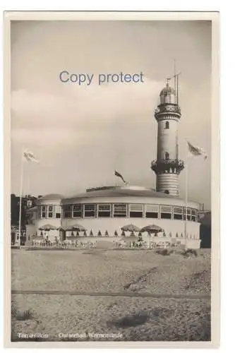 [Echtfotokarte schwarz/weiß] Teepavillon Ostseebad Warnemünde 1933, fotografiert von Karl Eschenburg. 