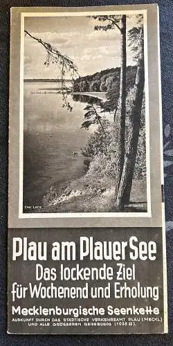 Städt. Verkehrsamt Plau in Mecklenburg: Plau am Plauer See  1935 - Das lockende Ziel für Wochenend und Erholung, Fremdenverkehrsprospekt  von 1935. 