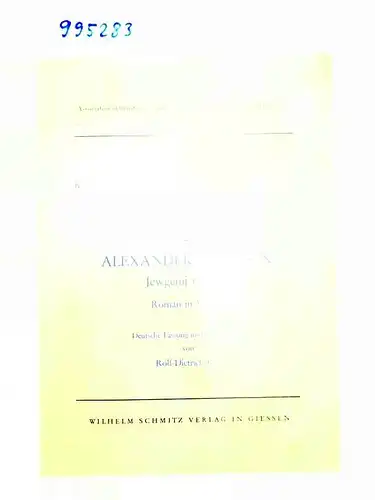 Alexander, S. Puschkin und Rothe Hans: Jewgenij Onegin: Russ./Dt. 