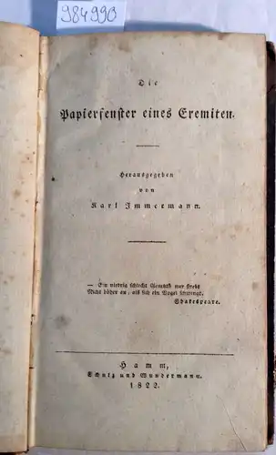 Immermann (Hrsg.), Karl: Die Papierfenster eines Eremiten. 