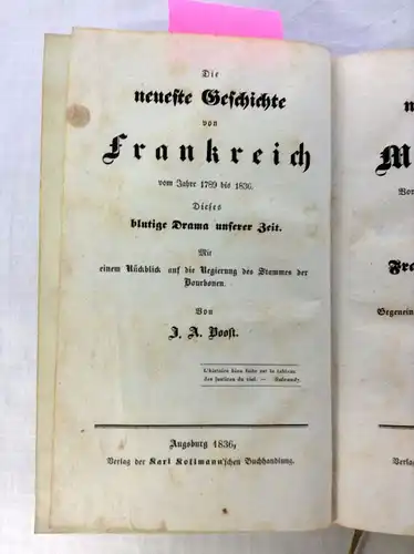 Boost, Johann, Adam: Die neueste Geschichte von Frankreich vom Jahre 1789 bis1836. 