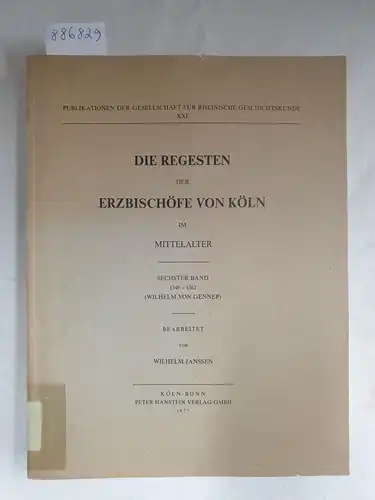 Janssen, Wilhelm: Die Regesten der Erzbischöfe von Köln im Mittelalter : Sechster Band : 1349-1362 (Wilhelm von Gennep) 
 (Publikationen der Gesellschaft für Rheinische Geschichtskunde : XXI). 