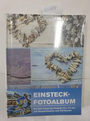 Einsteckfotoalbum im Format 10x15 cm, Einsteck-Fotoalbum für 200 Fotos mit Negativtasche und CD-Tasche (maritimes Design mit Herz)