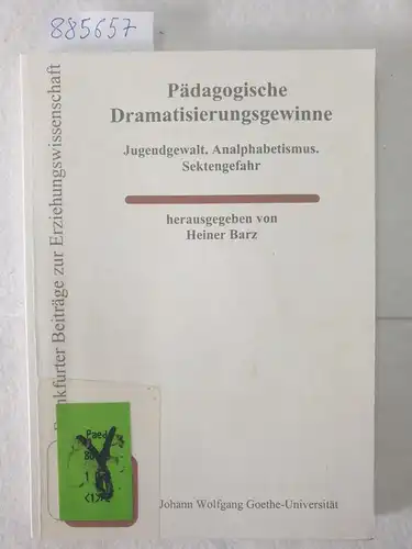 Barz, Heiner (Herausgeber): Pädagogische Dramatisierungsgewinne : Jugendgewalt - Analphabetismus - Sektengefahr
 (= Frankfurter Beiträge zur Erziehungswissenschaft / Reihe Kolloquien ; 3). 