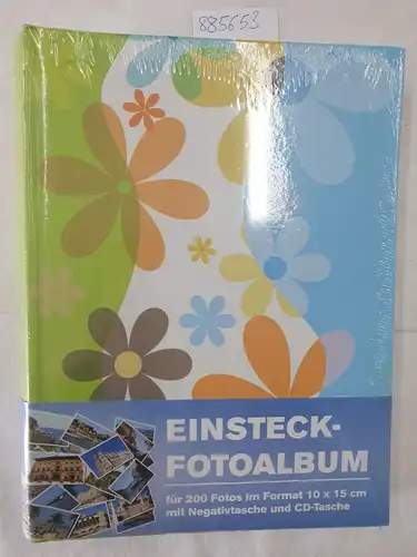 Einsteckfotoalbum im Format 10x15 cm, Einsteck-Fotoalbum für 200 Fotos mit Negativtasche und CD-Tasche ( Design: Blumenmuster)