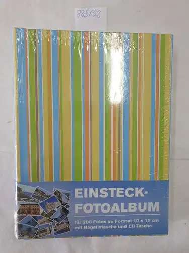 Einsteckfotoalbum im Format 10x15 cm, Einsteck-Fotoalbum für 200 Fotos mit Negativtasche und CD-Tasche ( Design: Streifen-Muster)