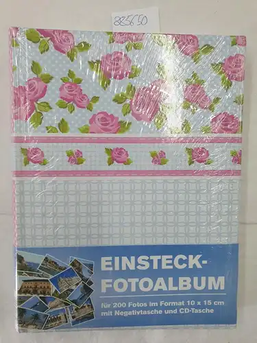 Einsteckfotoalbum im Format 10x15 cm, Einsteck-Fotoalbum für 200 Fotos mit Negativtasche und CD-Tasche ( Design: Rosen/Vichy-muster)