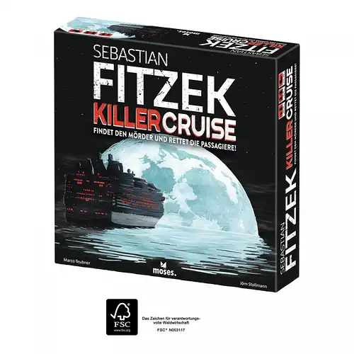 Teubner, Marco und Jörn Stollmann: moses. 90358 Sebastian Fitzek Killercruise | Der Nachfolger vom Safehouse Spiele Klassiker | In Anlehnung an Passagier 23 | Ein Gesellschaftsspiel von Marco Teubner. 