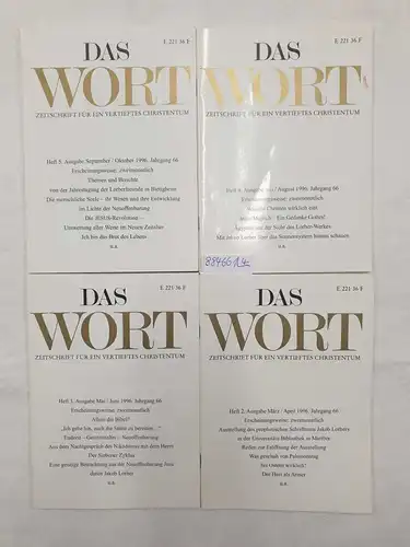 Zluhan, Friedrich (Hrsg.): Das Wort : Zeitschrift für ein vertieftes Christentum : Jahrgang 66 : 1996 : Konvolut 4 Hefte 
 (Heft Nr. 2, 3, 4 und 5). 