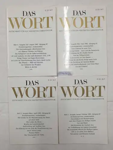Zluhan, Friedrich (Hrsg.): Das Wort : Zeitschrift für ein vertieftes Christentum : Jahrgang 62 : 1992 : Konvolut 4 Hefte 
 (Heft Nr. 1, 2, 3 und 4). 