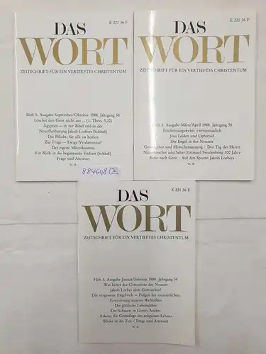 Zluhan, Friedrich (Hrsg.): Das Wort : Zeitschrift für ein vertieftes Christentum : Jahrgang 58 : 1988 : Konvolut 3 Hefte 
 (Heft Nr. 1, 2 und 5). 
