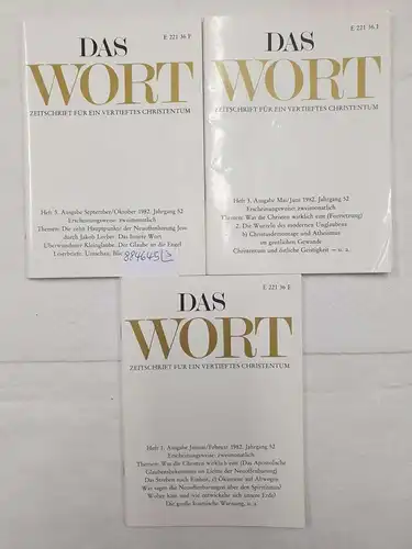 Zluhan, Friedrich (Hrsg.): Das Wort : Zeitschrift für ein vertieftes Christentum : Jahrgang 52 : 1982 : Konvolut 3 Hefte 
 (Heft Nr. 1, 3 und 5). 