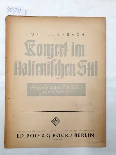 Konzert im italienischen Stil, Ausgabe Hans von Bülow für Klavier