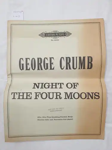 (Edition Peters No. 66462), Night Of The Four Moons : Facsimile Printing from the Original Manuscript by the Composer