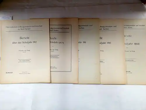 von Haag, Theodor (Hrsg.): Oberrealschule mit Reform-Realgymnasium und Vorschule der Stadt Aachen - Bericht über das Schuljahr 
 Jahrgänge 1909, 1910, 1911, 1912, 1913/14. 