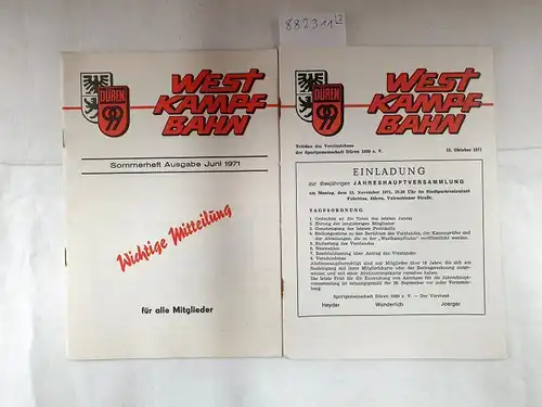 Sportgemeinschaft Düren 99 e. V. (Hrsg.): Westkampfbahn - Mitteilungsblätter der Sportgemeinschaft Düren 1971. 