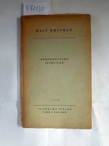 Whitman, Walt: Demokratische Augenblicke. 