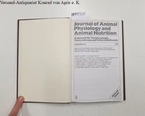 Kirchgeßner, Manfred (Hrsg.): Journal of Animal Physiology and Nutrition : Volume 82 : 1999 
 (Zeitschrift für Tierphysiologie und Futtermittelkunde). 