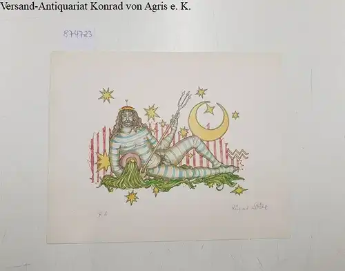 Aktdarstellung Poseidon / Sternzeichen Wassermann : Épreuve d'artiste : vom Künstler signiert und gestempelt