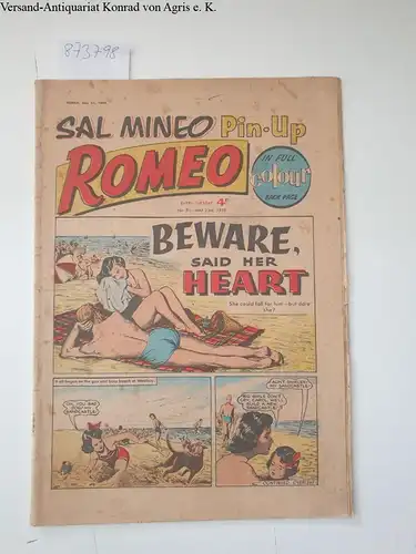 D.C. Thomson& co. Ltd: Romeo no. 91, May 23, 1959, Sal Mineo Pin-up in full colour back page. 