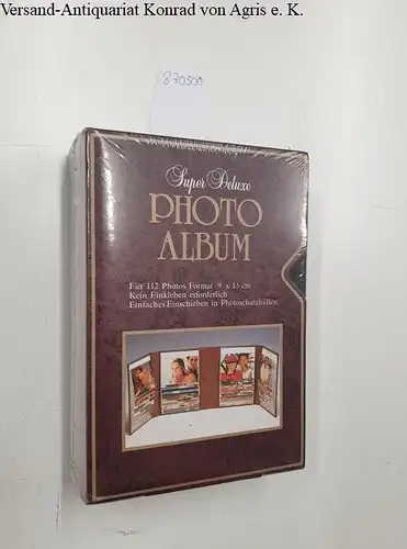 Fotoalbum: Super Deluxe Photoalbum, SCHWARZ, Für 112 Photos , 9 x 13 cm, Kein Einkleben erforderlich
 Einfaches Einschieben in Photoschutzhüllen, SCHWARZ mit goldenen Buchschmuck. 