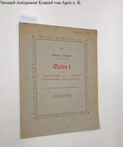 Moeck's Kammermusik Nr. 2 : Charles Dieupart Suite I : für Sopran-Blockflöte in - c" - (Querflöte) und Cembalo (Klavier), Gambe, Laute, Theorbe (Violoncello) ad lib