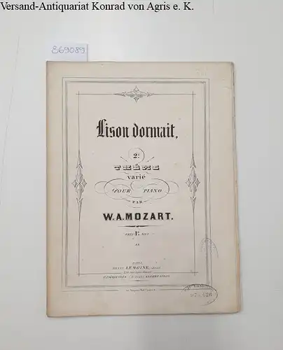 Theme varie pour piano par W.A. Mozart, Lison dormait