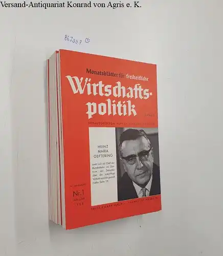 Muthesius, Volkmar (Hg.): Monatsblätter für freiheitliche Wirtschaftspolitik 14. Jahrgang 1968. 