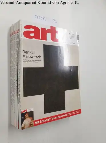 Diverse Autoren: Art. Das Kunstmagazin. Konvolut aus 12 Heften aus dem Jahr 2003. 