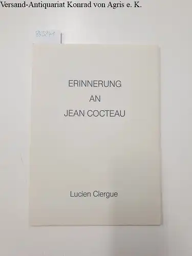 Cocteau, Jean und Lucien Clerque: Erinnerungen an Jean Cocteau. Luxusausgabe
 Mit einem Nachwort von Franz Joseph Hall. Aus dem Französischen übertragen von Dieter Topp. 