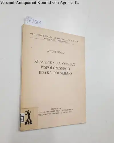 Furdal, Antoni: Klasyfikacja odmian wspolczesngo jezyka polskiego. 