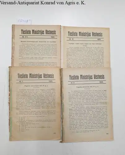 Zeitschrift des Justizministeriums: Tieslietu ministrijas vestnesis (Zeitschrift des Justizministeriums), Konvolut  No. 3/4,1923; No.10/1924, No. 1-2/1925. 