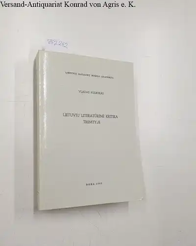 Kulbokas, Vladas: Lietuviu literaturine Kritika Tremtyje
 An Analysis, Evaluation and Critique of Lithuanian Literature in Exile. 