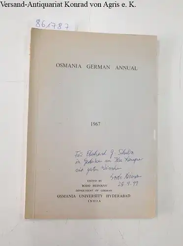 Heimann, Bodo (Editor): Osmania German Annual 1967. 