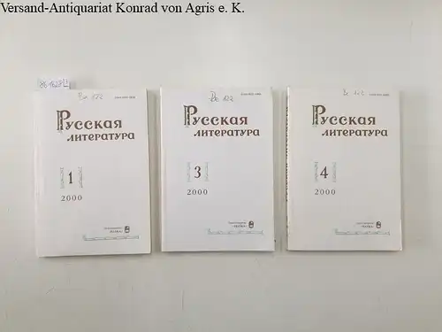 Russische Akademie der Wissenschaften und Institut für Russische Literatur Puschkin Haus (Hrsg.): Russische Literatur : 2000 : Vol. 1 : 3 und 4 
 in russischer Sprache. 